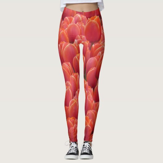Leggings Legs de champ de tulipes rouges (Devant)