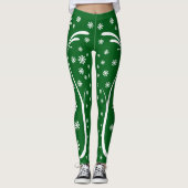 Leggings Legs d'électricité de fleurs vert émeraude (Devant)