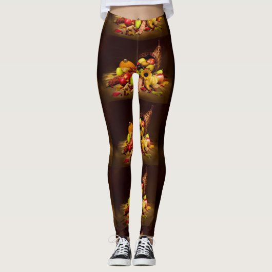 Leggings Legs d'impression de Cornucopia Thanksgiving (Devant)
