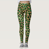 Leggings Legs Empreintes de léopard Emerald Green et Gold (Devant)