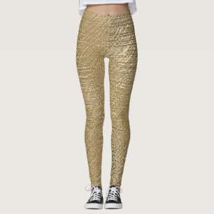 Leggings Legs texturés métalliques brillants Gold Faux
