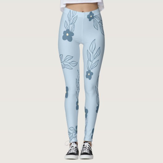 LEGGINGS LÉGUMES FLORAUX BLEUS (Devant)