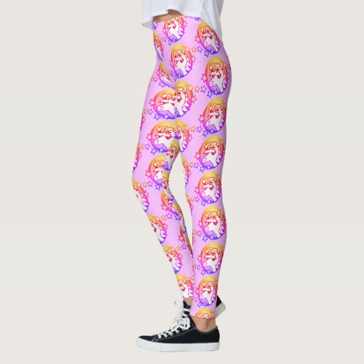 LEGGINGS LÉGUMES MOTIFS UNICORN DE COULEUR CLAIRE (Gauche)