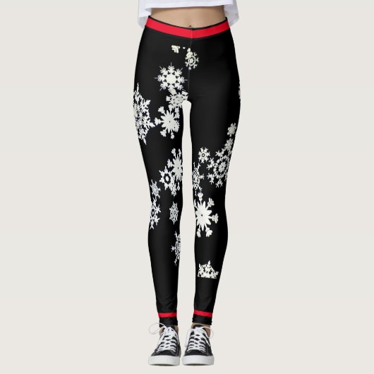 LEGGINGS LÉGUMES PERSONNALISÉS FLAKE À NEIGE ROUGE (Devant)