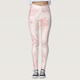 Leggings légumineuses à fleurs dessinées à la main