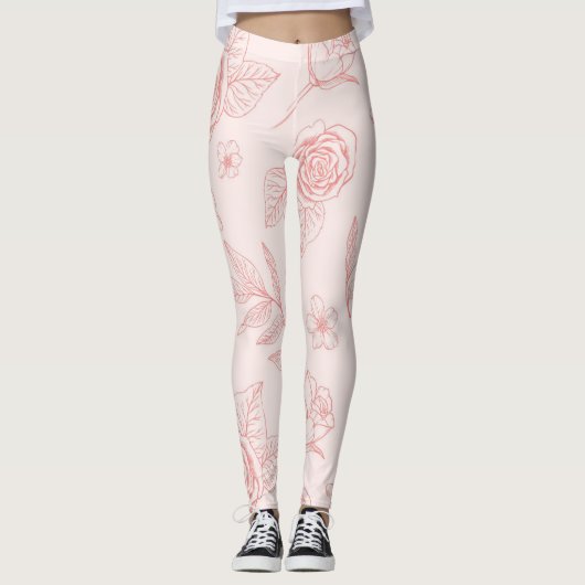 Leggings légumineuses à fleurs dessinées à la main (Devant)