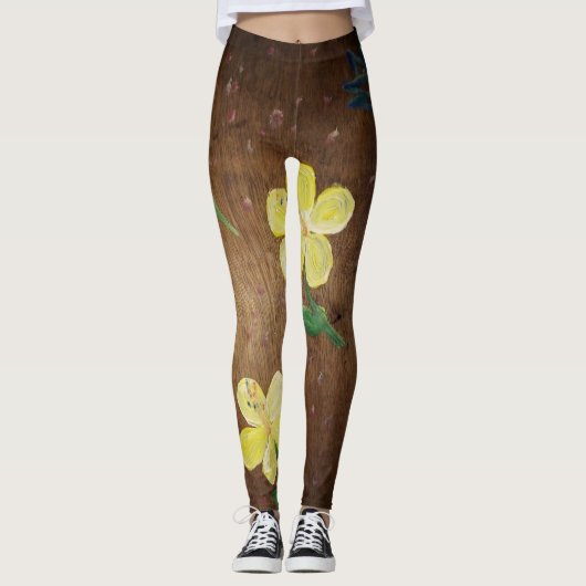 Leggings légumineuses à fleurs jaunes (Devant)