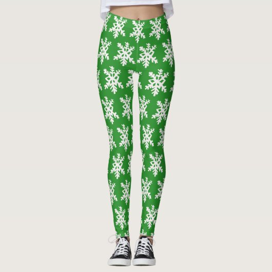 Leggings Légumineuses à flocon de neige vert (Devant)