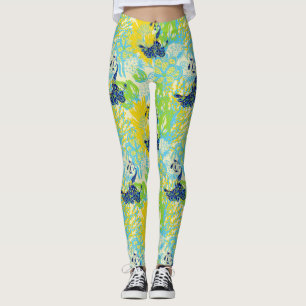Leggings légumineuses à paon à fleurs