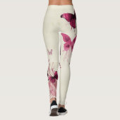 Leggings Légumineuses à papillons roses et violets (Dos)