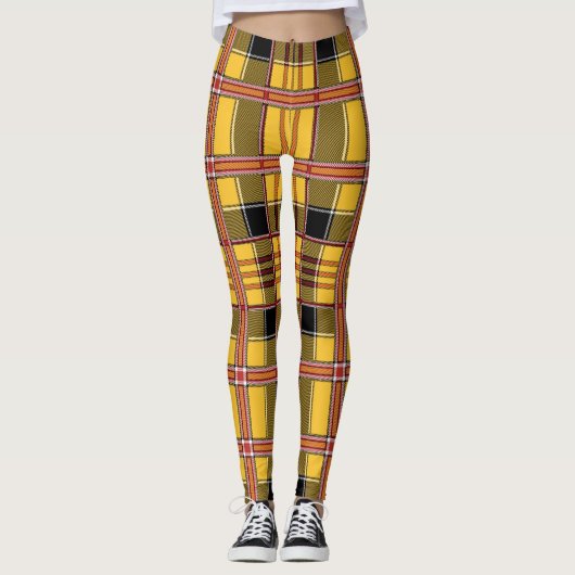 Leggings légumineuses à plaid jaune (Devant)