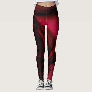 Leggings Légumineuses à roses rouges, pantalon de yoga, vêt