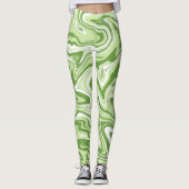 Leggings Légumineuses Abstraites à liquide vert (Devant)