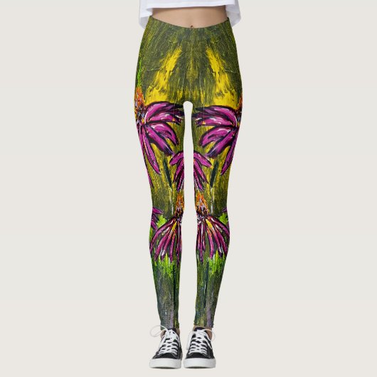 Leggings Légumineuses Abstraites de coneflower (Devant)