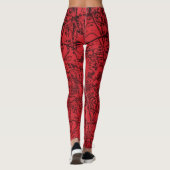 Leggings Légumineuses abstraites Red Grass (Dos)