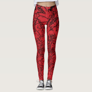 Leggings Légumineuses abstraites Red Grass