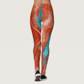 Leggings Légumineuses abstraites turquoise et feu (Dos)