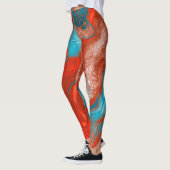 Leggings Légumineuses abstraites turquoise et feu (Gauche)