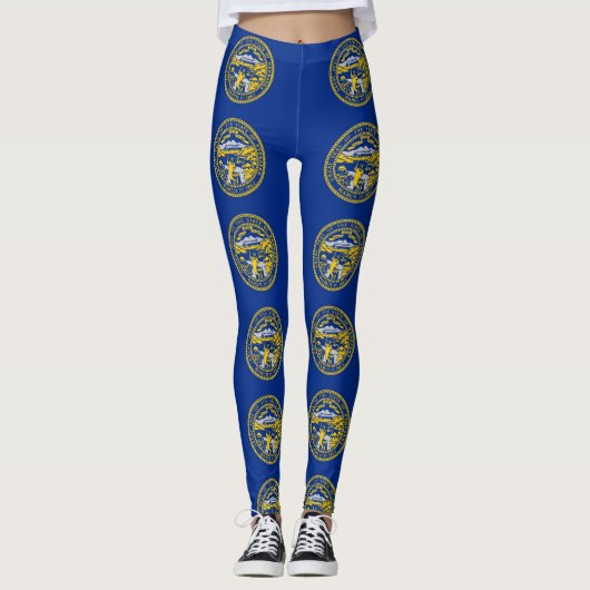 Leggings Légumineuses avec drapeau de l'État du Nebraska, É (Devant)