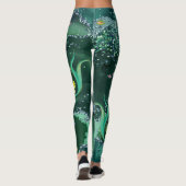 Leggings Légumineuses avec sirènes et eau de mer verte (Dos)