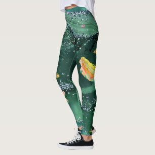 Leggings Légumineuses avec sirènes et eau de mer verte