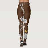Leggings Légumineuses Brown à fleurs et papillons (Dos)