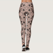 Leggings Légumineuses de dentelle noire Faux avec fleurs (Dos)
