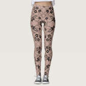 Leggings Légumineuses de dentelle noire Faux avec fleurs (Devant)