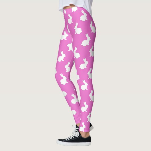 Leggings Légumineuses de lapin rose et blanc (Gauche)