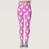 Leggings Légumineuses de lapin rose et blanc (Devant)