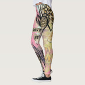 Leggings Légumineuses de peau léopard de coeur d'aquarelle  (Gauche)