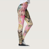 Leggings Légumineuses de peau léopard de coeur d'aquarelle  (Droite)