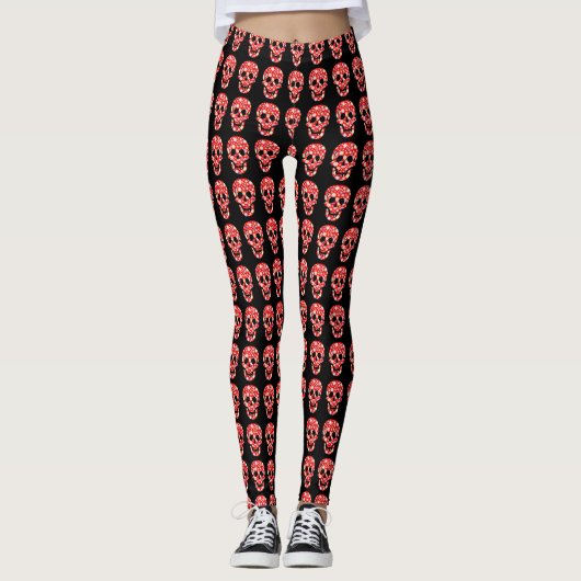 Leggings Légumineuses du crâne floral (Devant)