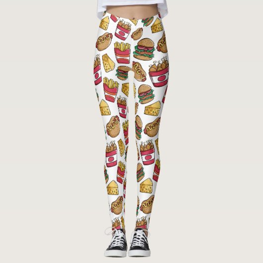 Leggings Légumineuses du Motif Fast Food (Devant)