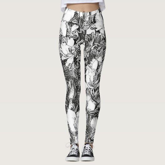 Leggings Légumineuses florales avec effet stylo (Devant)