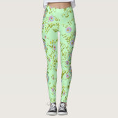 Leggings Légumineuses florales vertes (Devant)