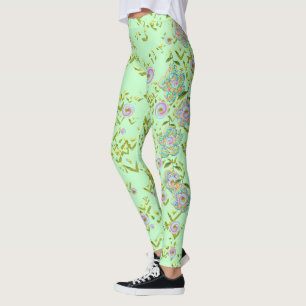 Leggings Légumineuses florales vertes