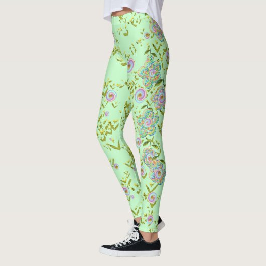 Leggings Légumineuses florales vertes (Gauche)