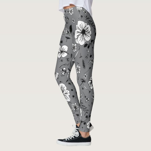 Leggings Légumineuses grises florales (Gauche)