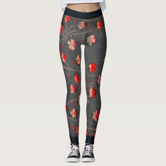 Leggings Légumineuses imprimées Fleurs JAPONAISES (Devant)