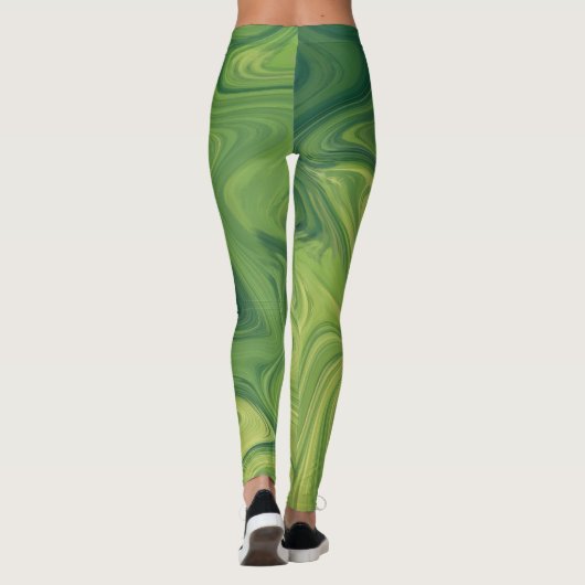 Leggings légumineuses motifs à texture liquide verte (Dos)
