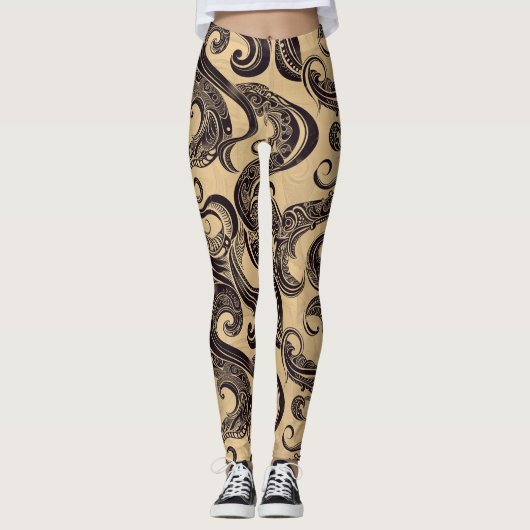 Leggings Légumineuses motifs de tatouage (Devant)