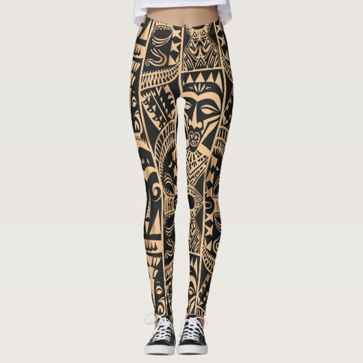 Leggings Légumineuses polynésiennes de tatouage (Devant)