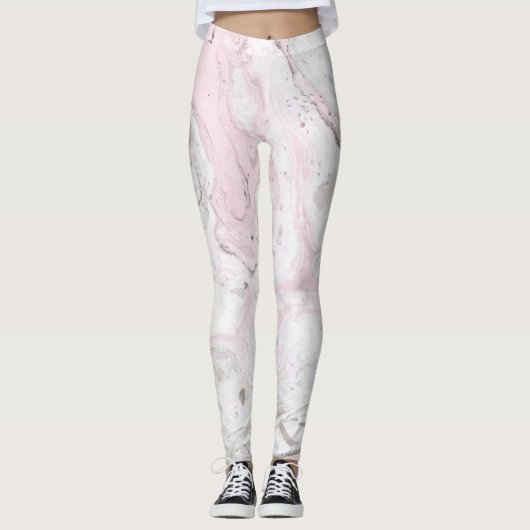 Leggings Légumineuses pour femmes Effet de marbre rose et g (Devant)