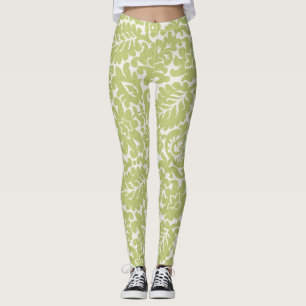 Leggings Légumineuses vertes imprimées motif feuille