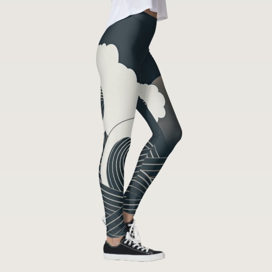 Leggings L'élégante oeuvre d'art japonaise en noir et blanc (Droite)