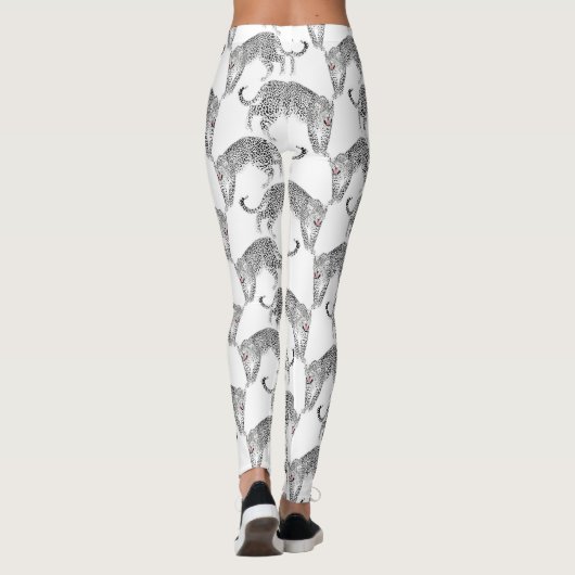 Leggings Léopard blanc noir (Dos)