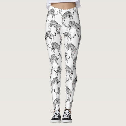 Leggings Léopard blanc noir (Devant)