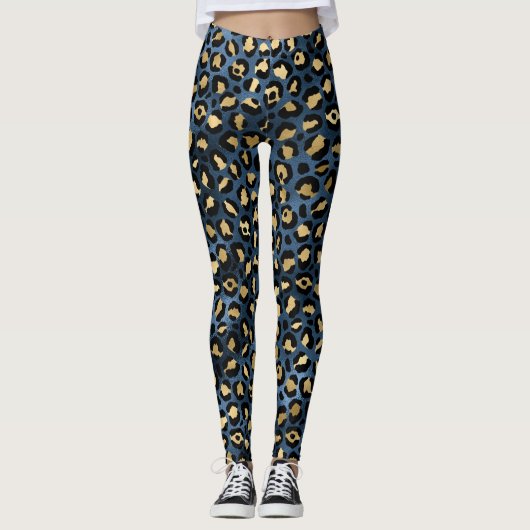 Leggings Leopard bleu et or (Devant)
