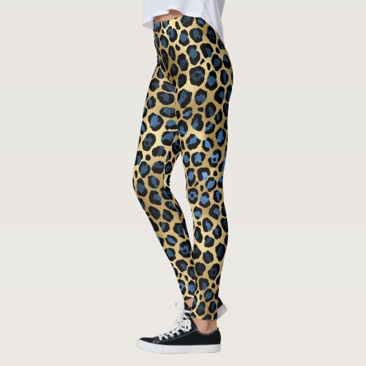 Leggings Leopard bleu or (Gauche)